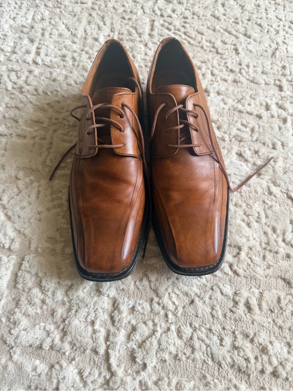 Johnston & Murphy Tan Brown Leather Lace-Up Oxfords